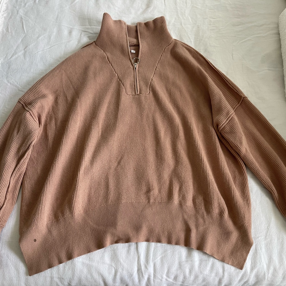 Tan Half Zip Sweater